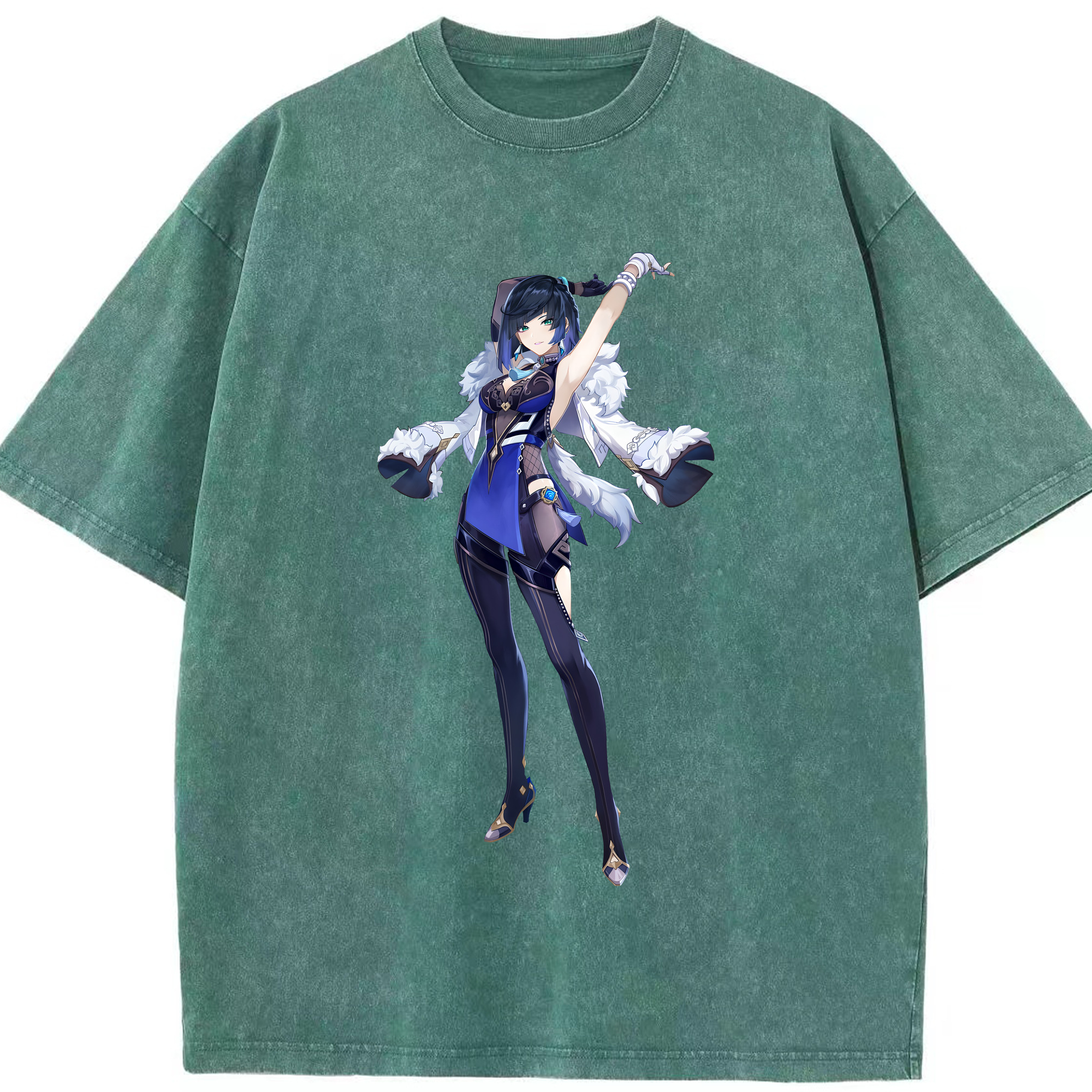げんし神 夜兰 やらん genshin Yaran 綿100% ヴィンテージ風 半袖Tシャツ（フロントプリント）